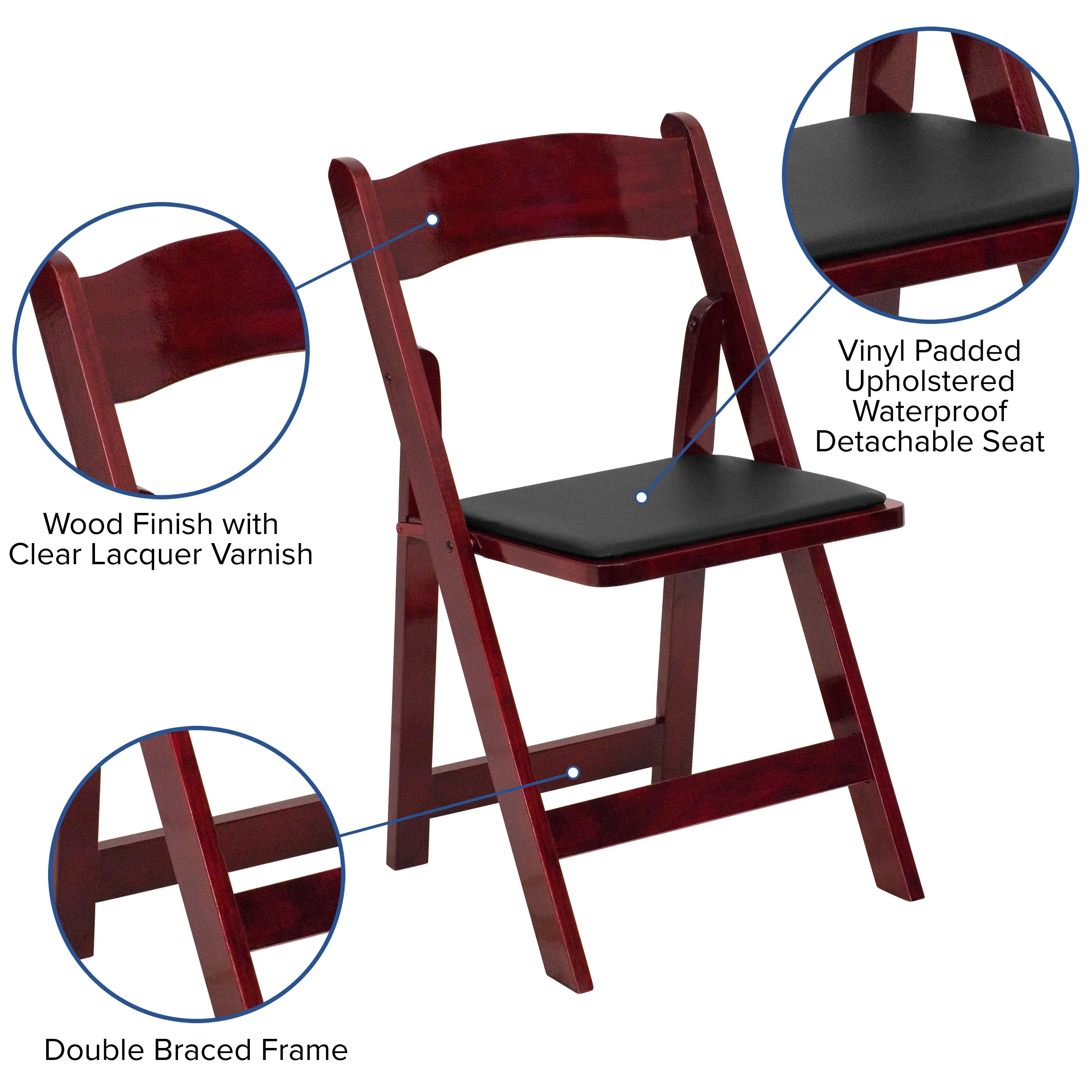 HERCULES Series Wood Folding Chair with Vinyl Padded Seat