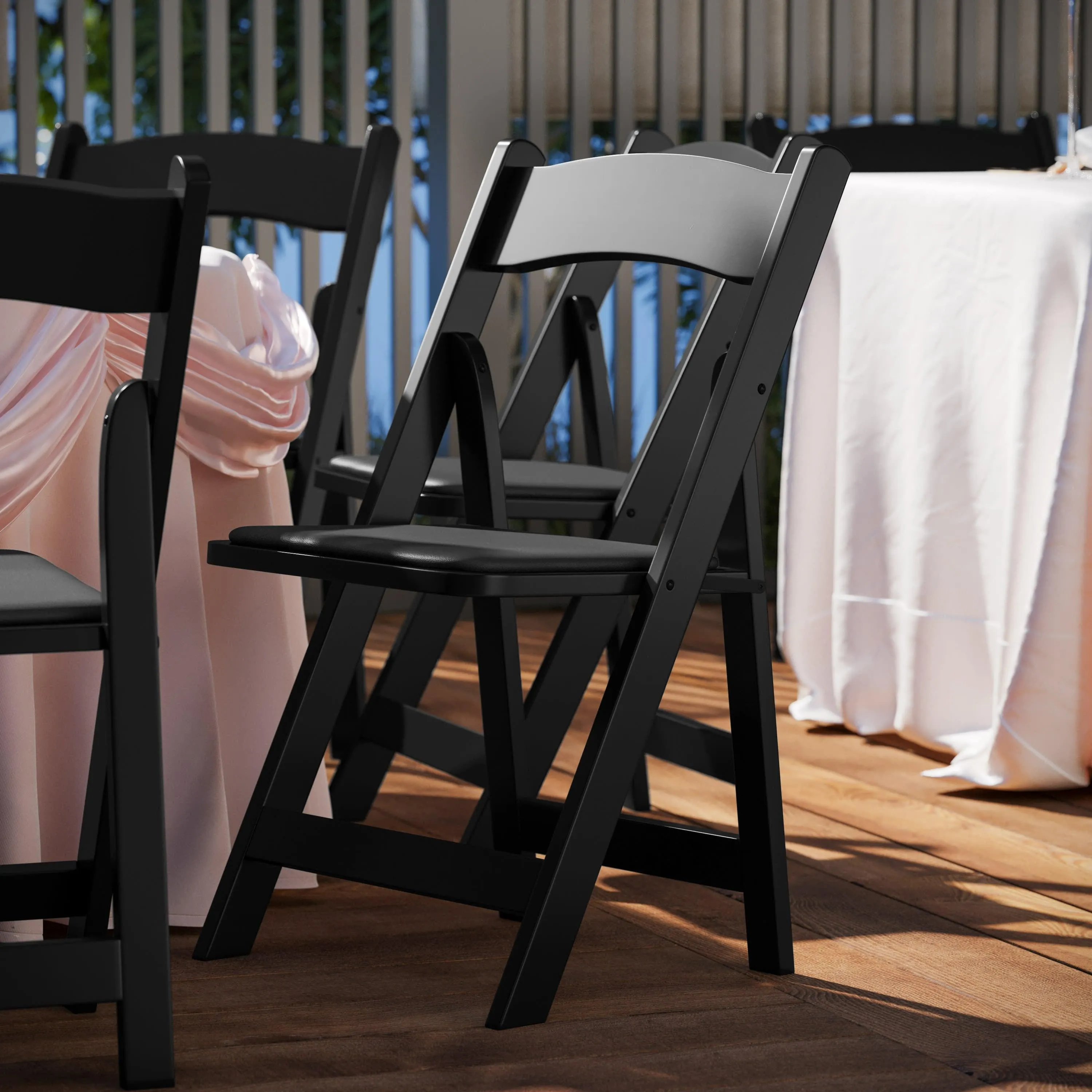 HERCULES Series Wood Folding Chair with Vinyl Padded Seat
