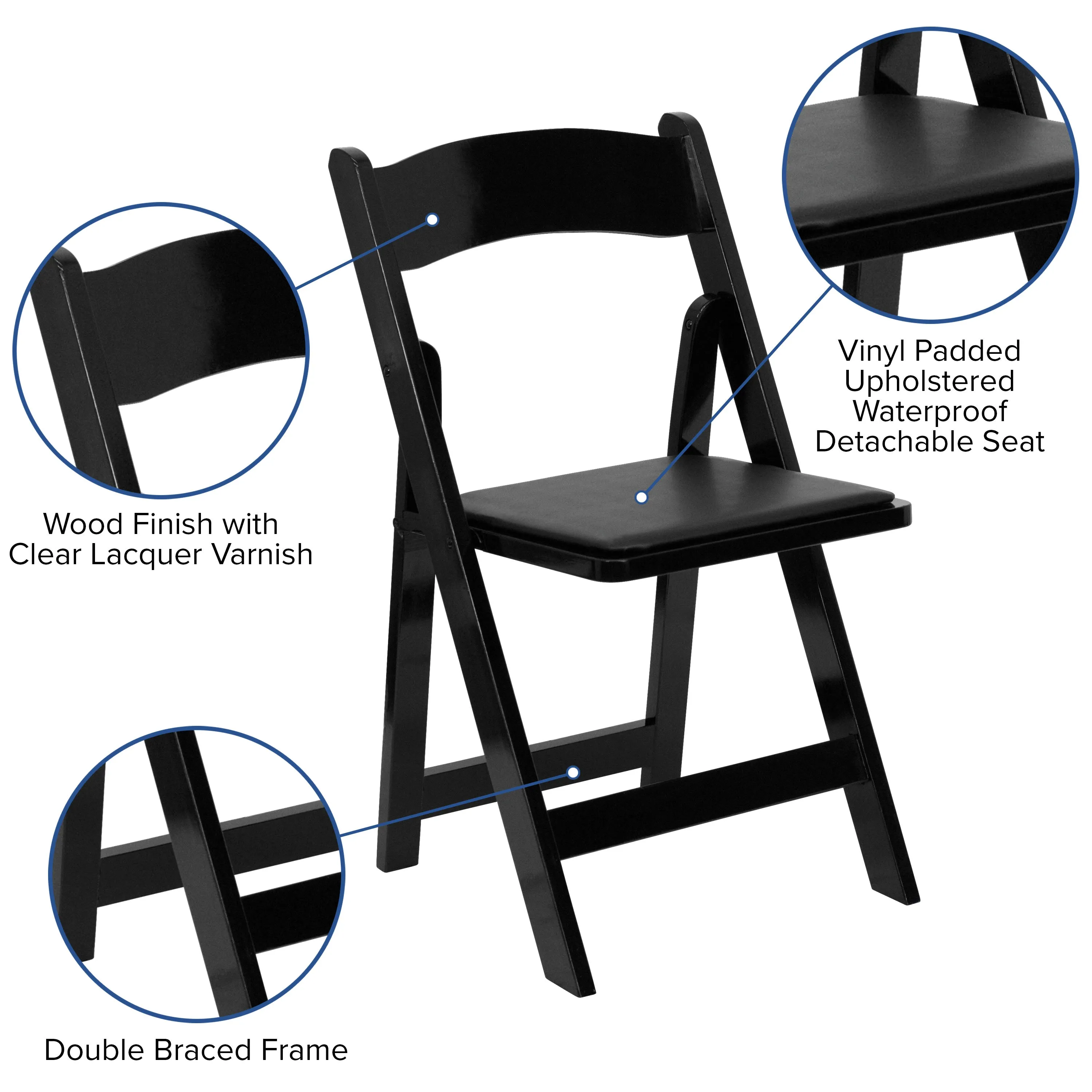 HERCULES Series Wood Folding Chair with Vinyl Padded Seat