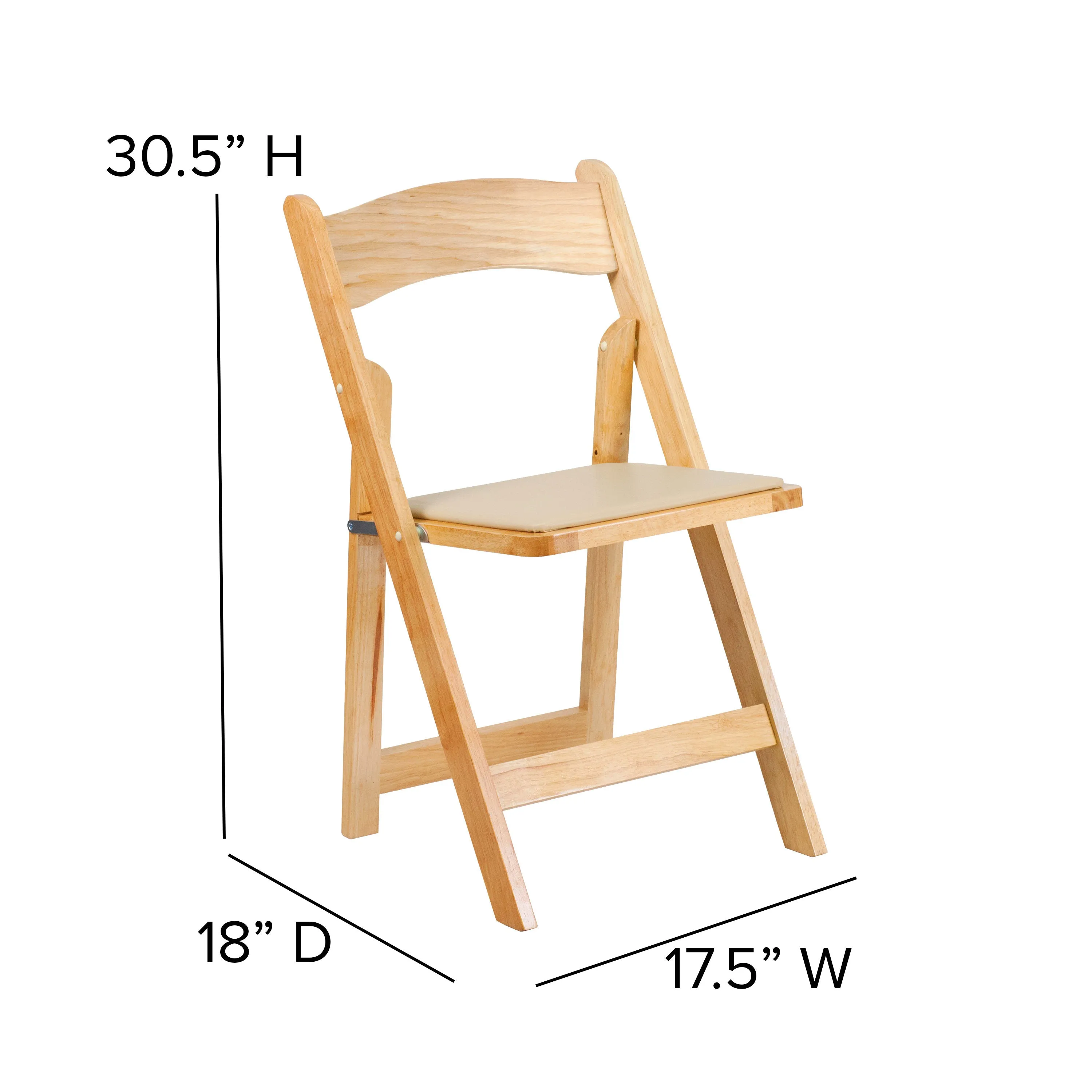 HERCULES Series Wood Folding Chair with Vinyl Padded Seat