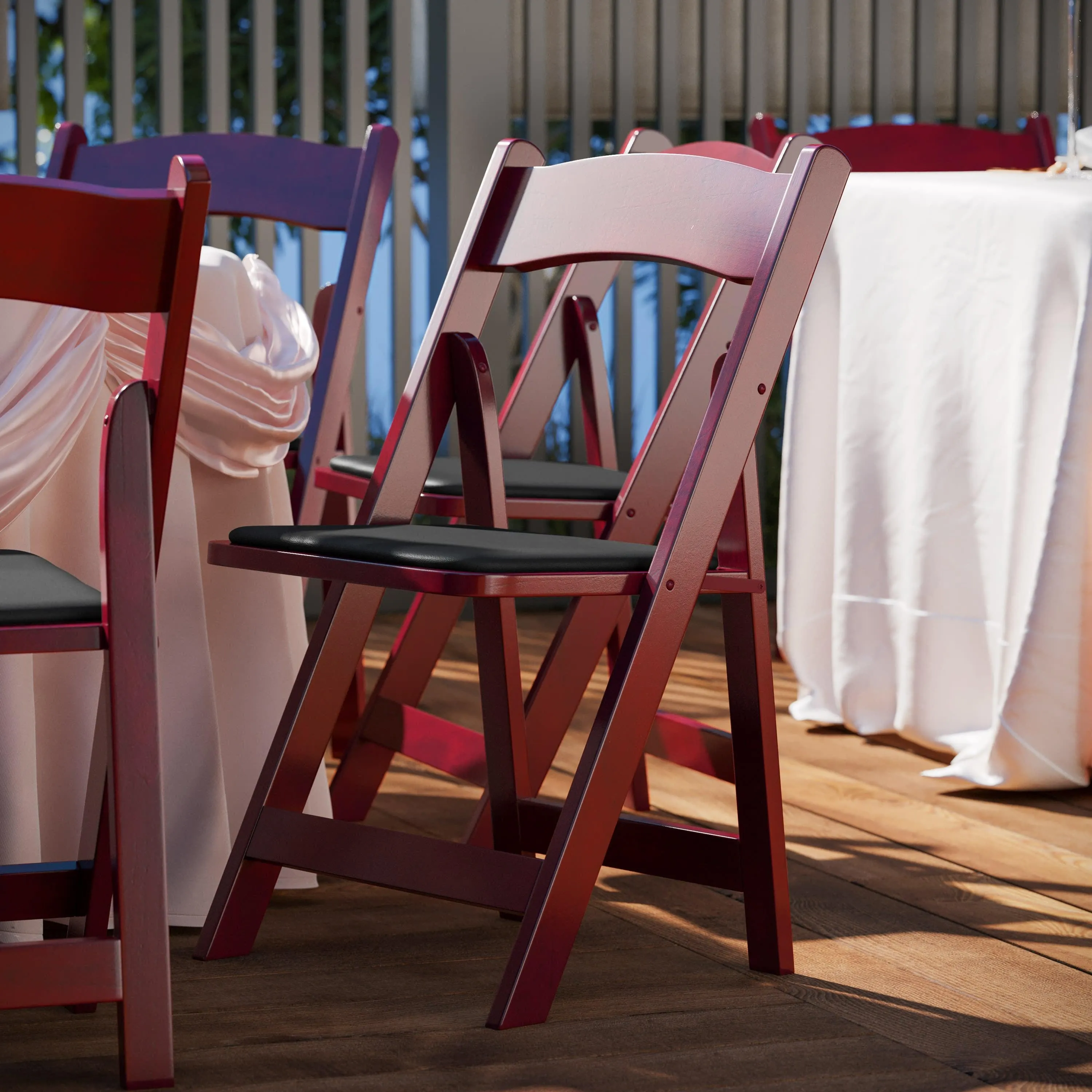 HERCULES Series Wood Folding Chair with Vinyl Padded Seat