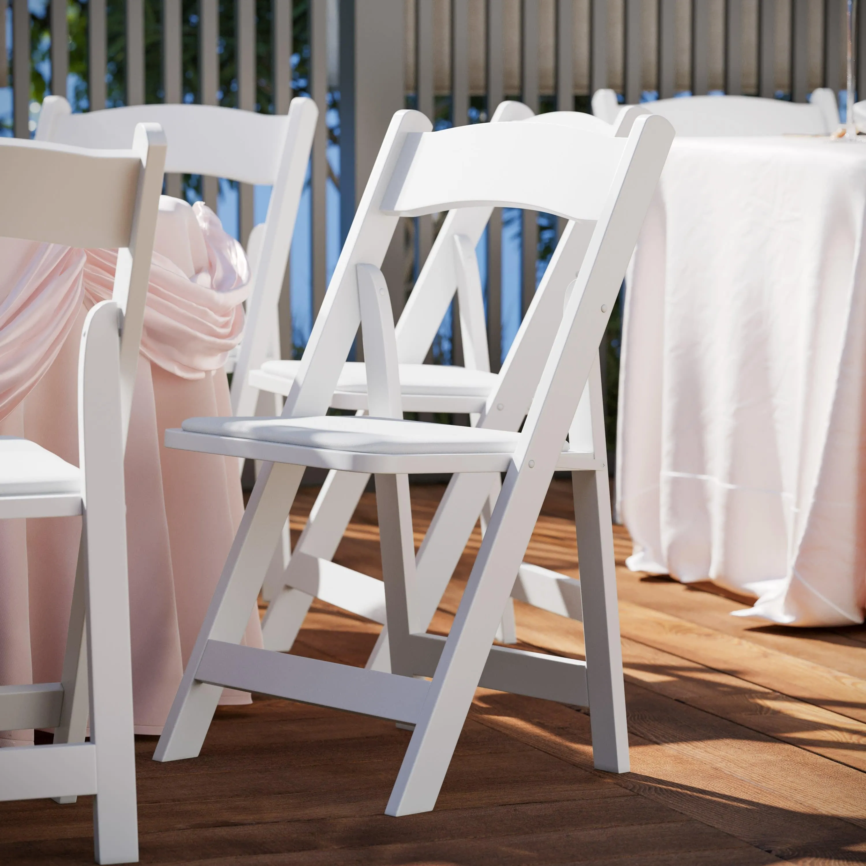 HERCULES Series Wood Folding Chair with Vinyl Padded Seat