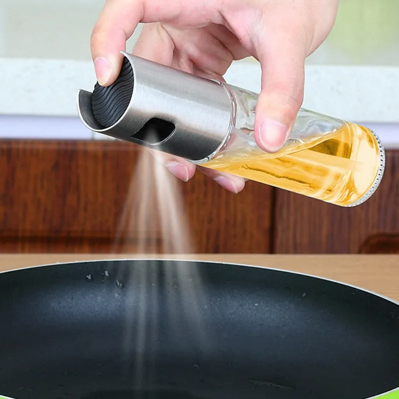 Kitchen Stainless Steel Olive Oil Sprayer Bottle Pump Oil Pot Leak-proof Grill BBQ Sprayer Oil Dispenser BBQ Cookware Tools