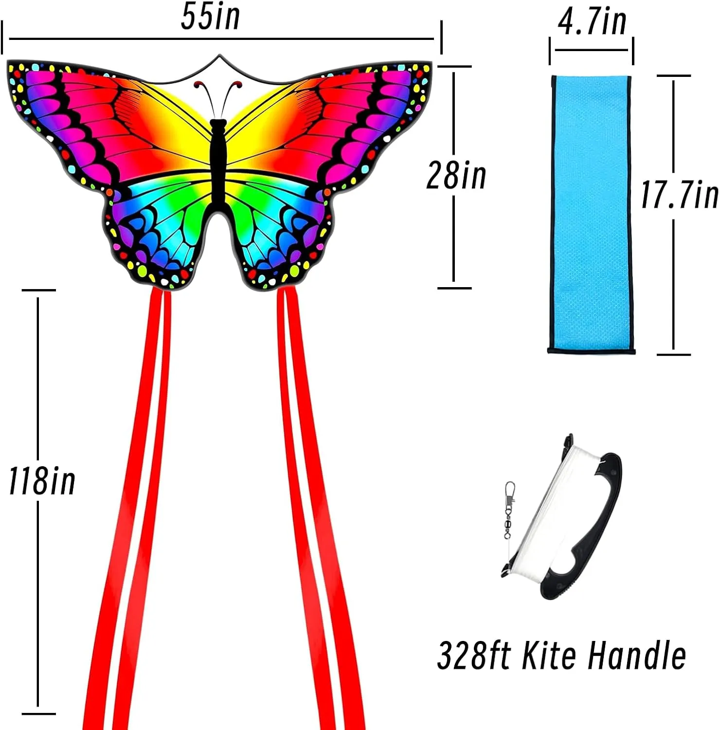 Large Butterfly Kite for Adults and Kids Ages 4-8 & 8-12 Easy to Fly, 55''X28'' Single Line Kite for Outdoor, Park or Beach.