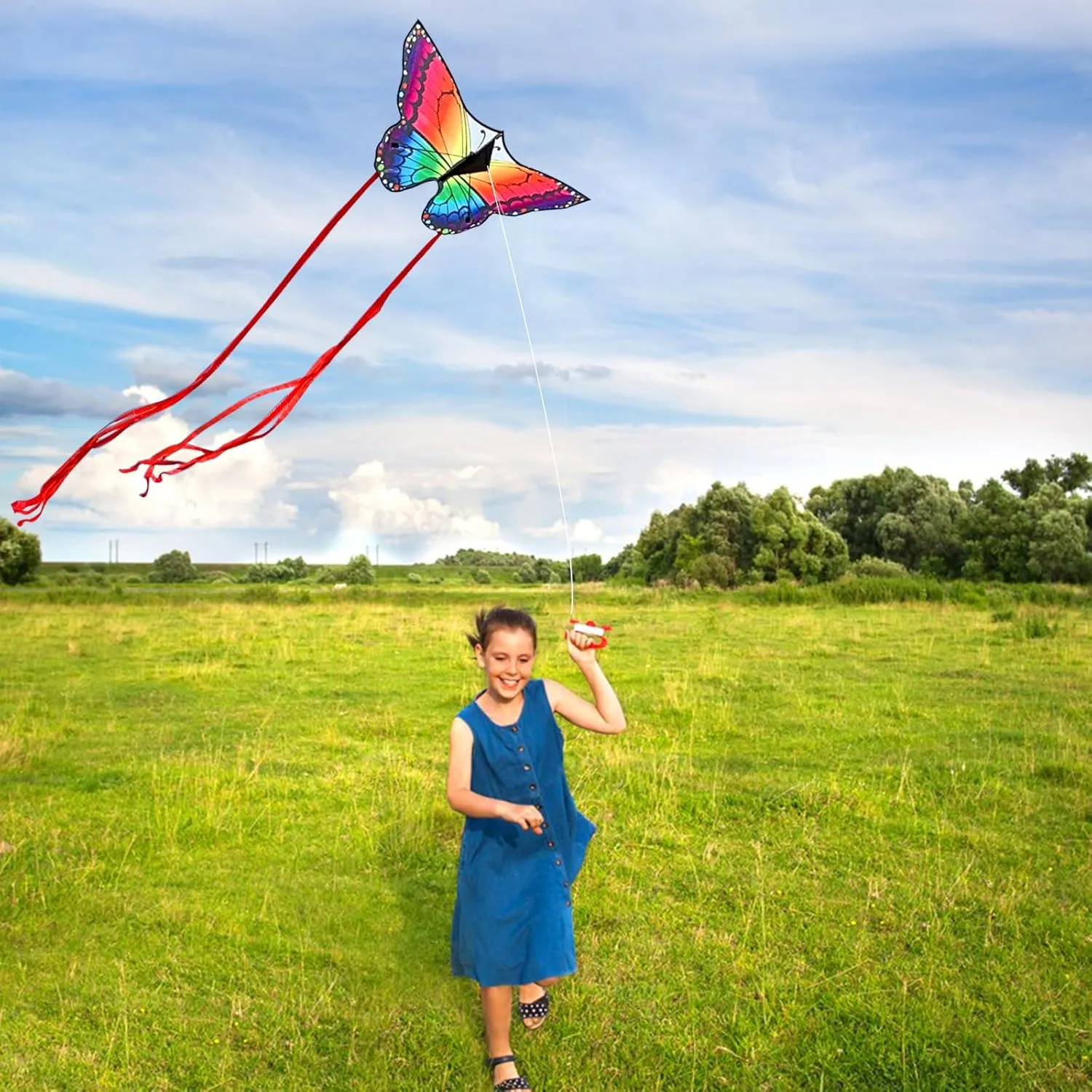 Large Butterfly Kite for Adults and Kids Ages 4-8 & 8-12 Easy to Fly, 55''X28'' Single Line Kite for Outdoor, Park or Beach.