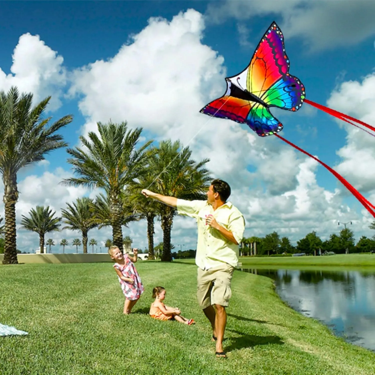 Large Butterfly Kite for Adults and Kids Ages 4-8 & 8-12 Easy to Fly, 55''X28'' Single Line Kite for Outdoor, Park or Beach.