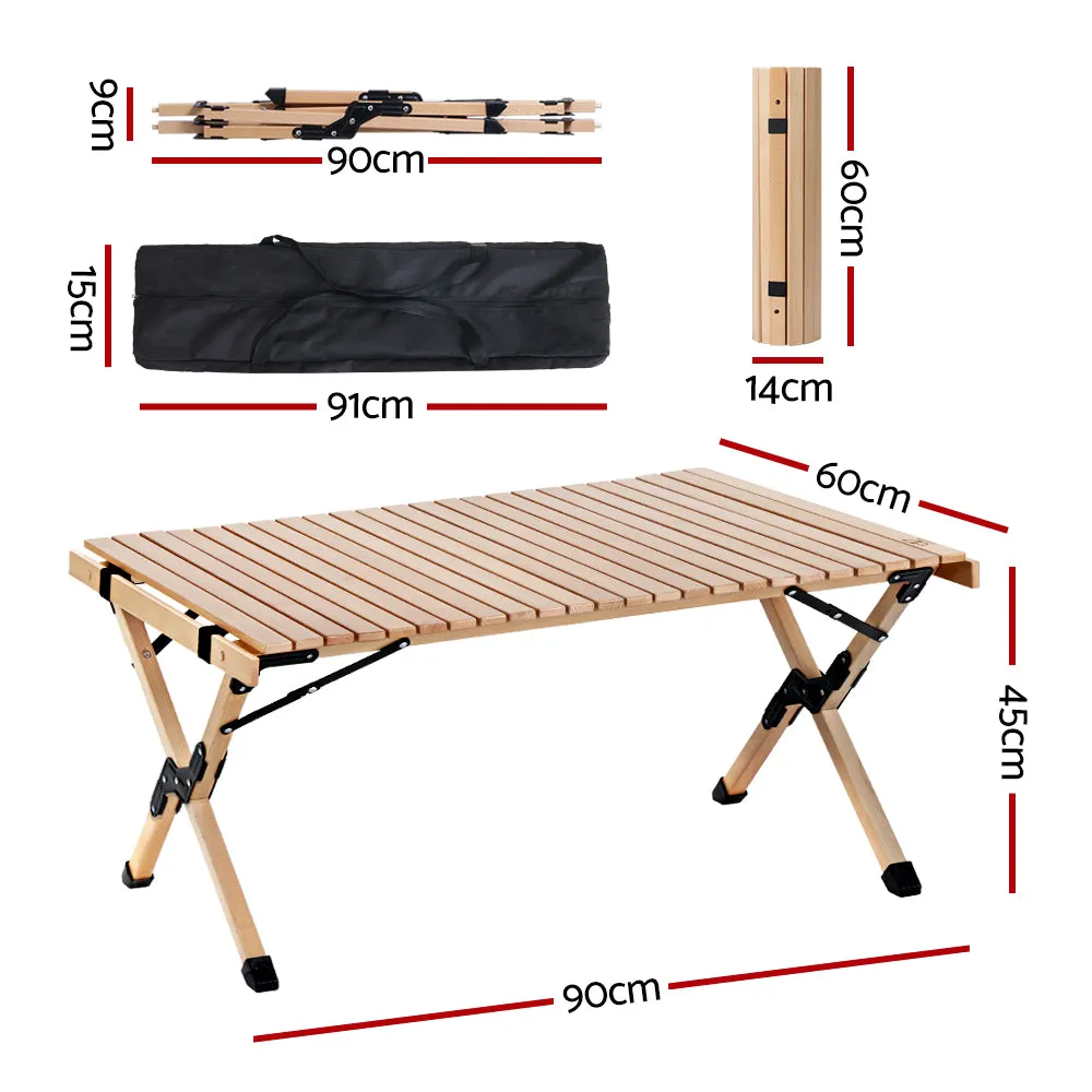 Lightweight Foldable Wooden Picnic Table - Gardeon 90CM