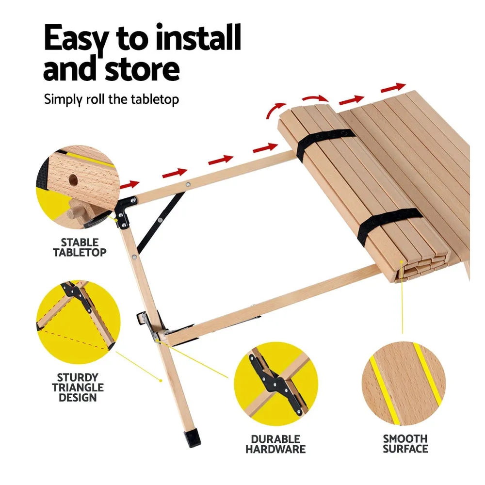 Lightweight Foldable Wooden Picnic Table - Gardeon 90CM