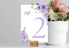 Lilac & Lavender Floral Table Numbers