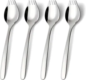 Lovingly Yours 7-inch Spork Stainless Steel, Reusable Metal Sporks, Set of 4