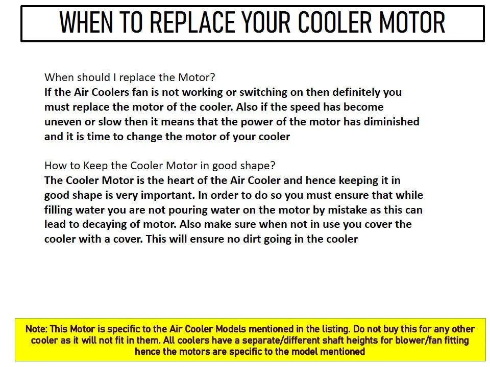 Main/Electric Motor - For Usha Aerostyle 70 Litre Desert Cooler