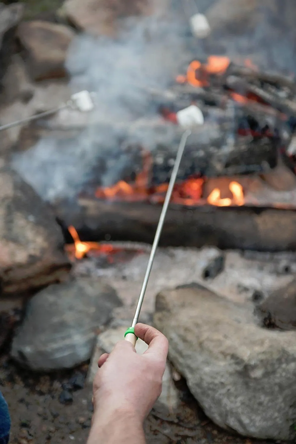 MalloMe Marshmallow Roasting Sticks Set of 10 Telescoping Rotating Smores Skewers and Hot Dog Fork 30 Inch Kids Camping Campfire Fire Pit Accessories | FREE Pouch, 10 Bamboo and Marshmallow Sticks Ebook