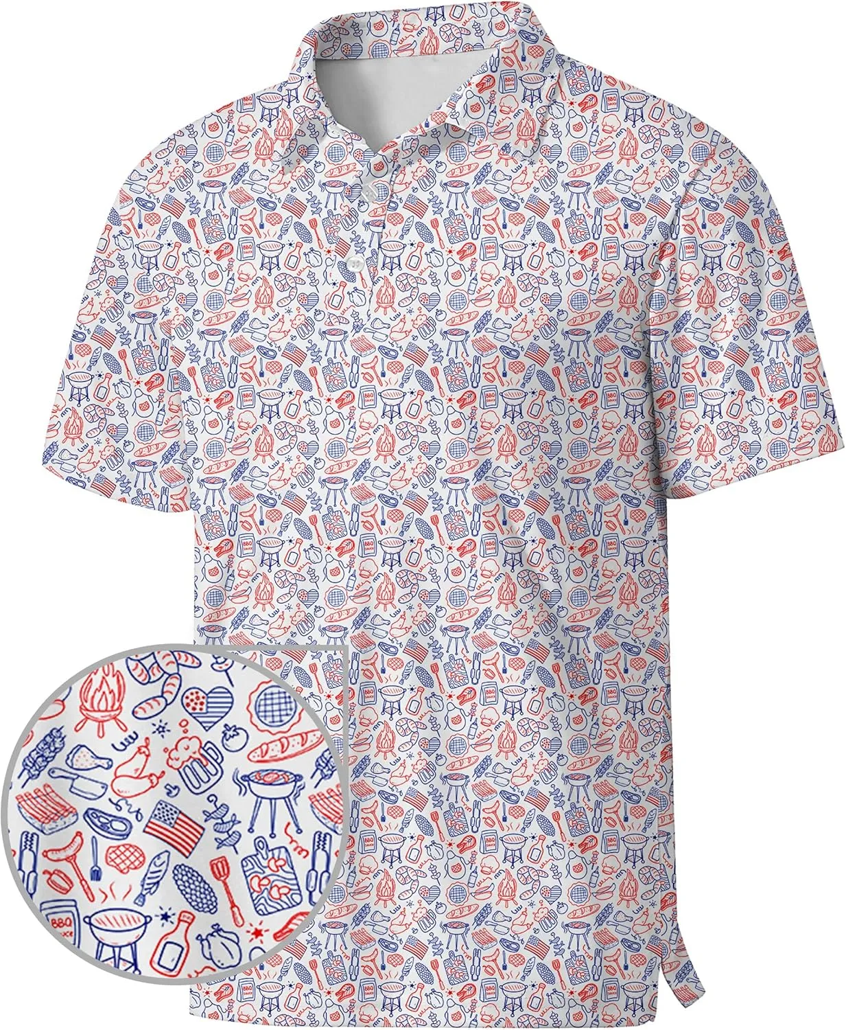 Men's Golf Shirts Moisture Wicking Quick Dry Performance Golf Polo Shirts for Men Fashion Print Short Sleeve Polo Shirts