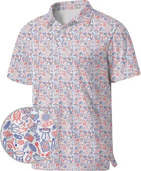 Men's Golf Shirts Moisture Wicking Quick Dry Performance Golf Polo Shirts for Men Fashion Print Short Sleeve Polo Shirts