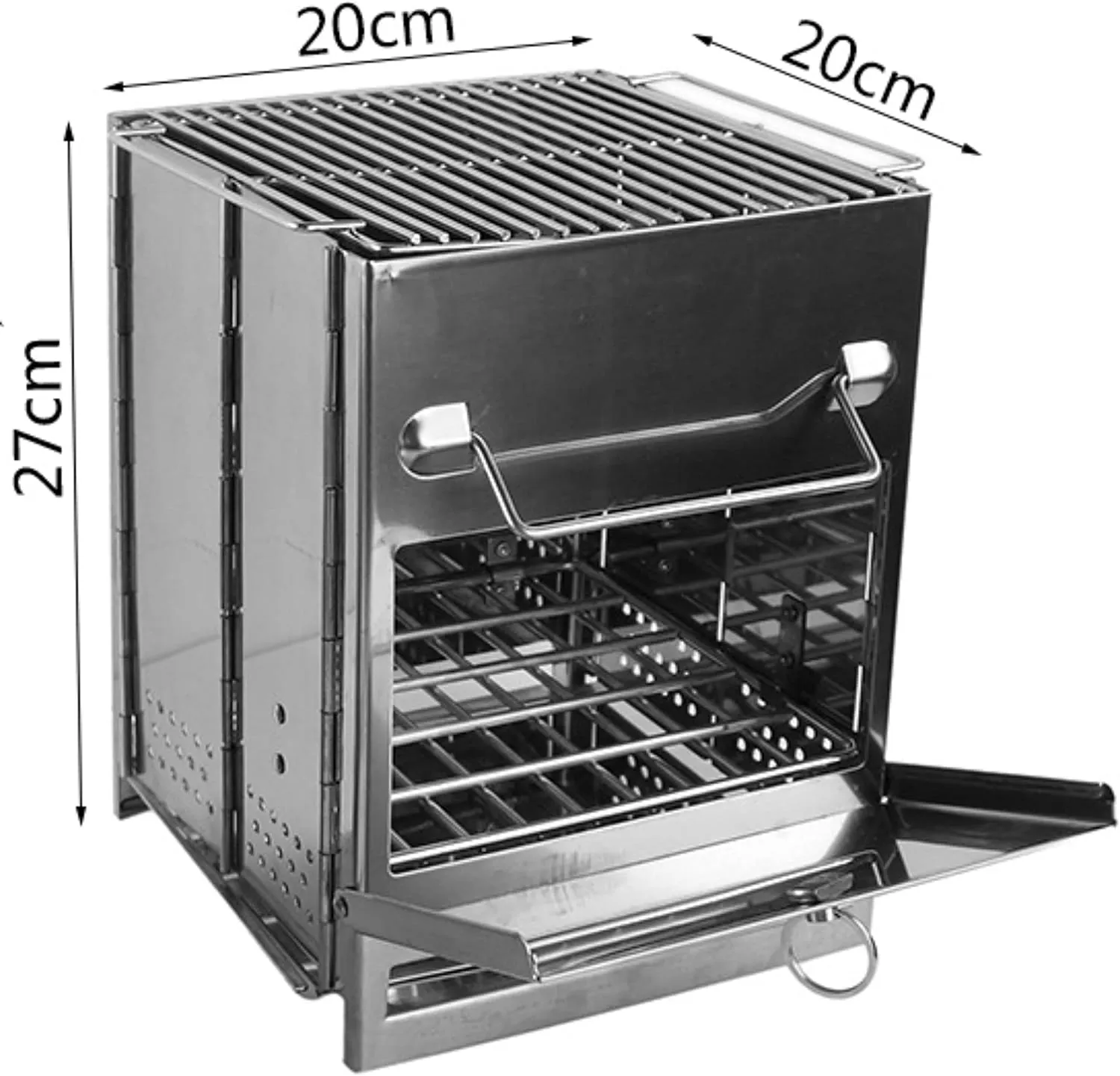 Portable Camping Stove & Grill Combo - Foldable, Twig-Burning, Wood Fire Pit for Campfire (Medium)