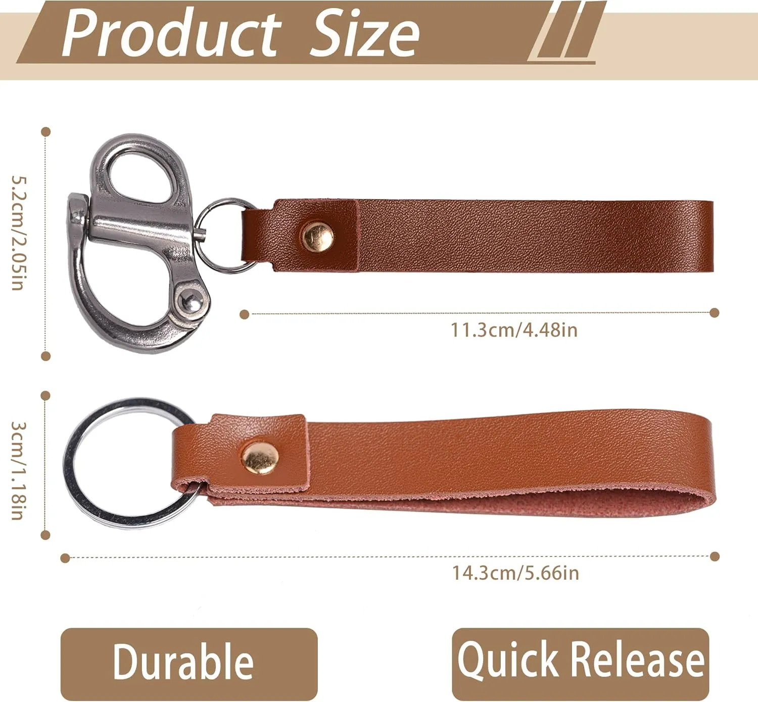 Quick Release Clip Shackle for SCBA Mask - Firefighter Accessories Tools with Leather Handle, Marine Grade 316 Stainless Steel Snap Shackle for Rigging, Sailing, Boat & Emergency Lanyards