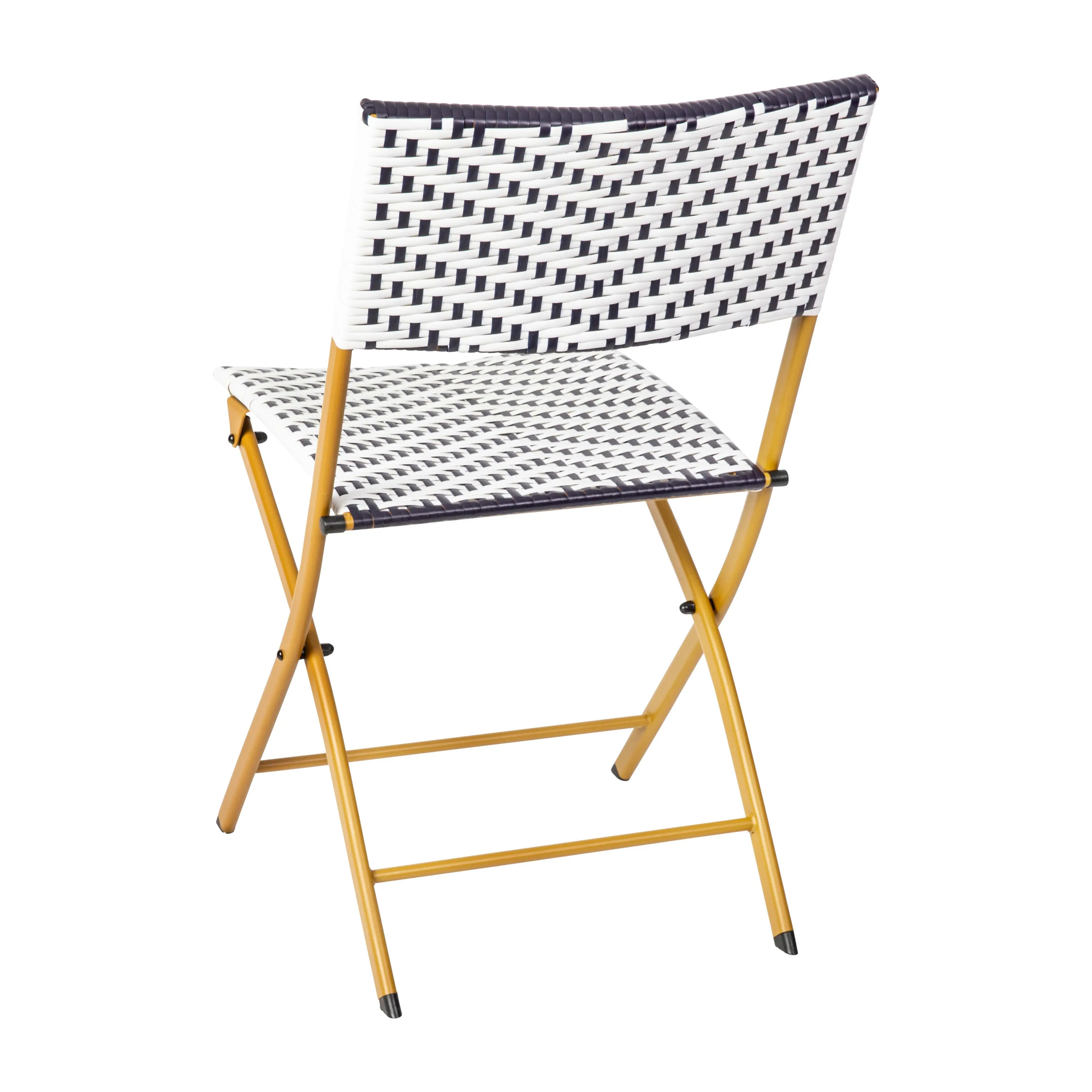 Rouen Set of Two Folding Bistro Chairs in PE Rattan with Metal Frames for Indoor and Outdoor Use