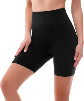 SINOPHANT High Waisted Women Biker Shorts - 6 Buttery Soft Elastic Tummy Control Shorts for Gym, Yoga, Workout
