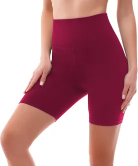 SINOPHANT High Waisted Women Biker Shorts - 6 Buttery Soft Elastic Tummy Control Shorts for Gym, Yoga, Workout