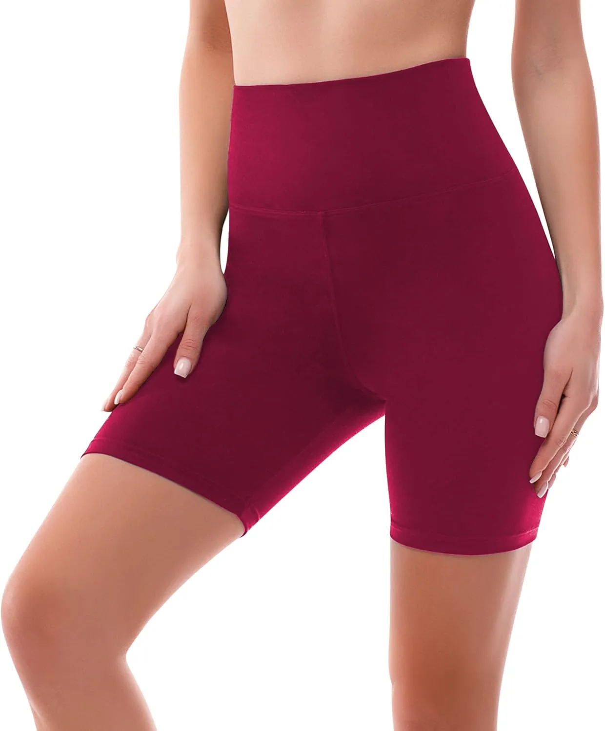 SINOPHANT High Waisted Women Biker Shorts - 6 Buttery Soft Elastic Tummy Control Shorts for Gym, Yoga, Workout