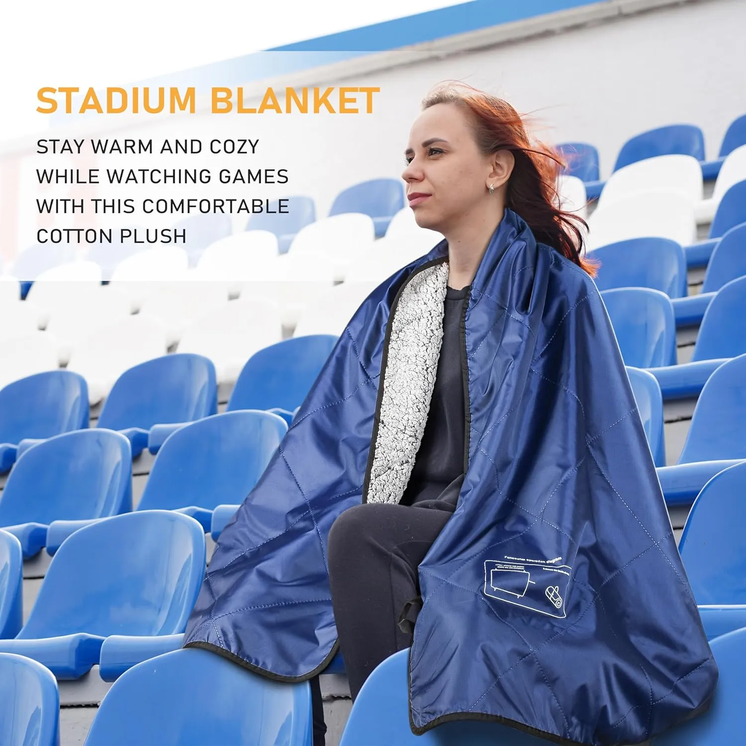 Solaris Waterproof Sherpa Outdoor Blanket, 60 x 80 Insulated Oxford, Packable for Stadium Camping & Cold Weather, Ideal for Soccer Moms, Pets, Picnics, Concerts