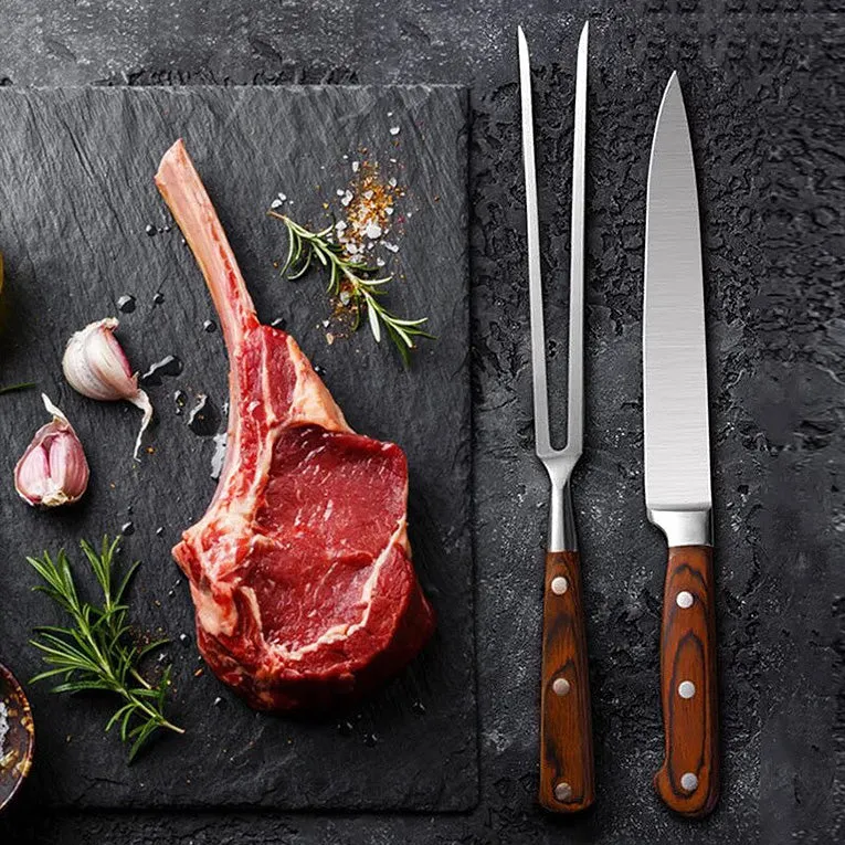 Stainless Steel BBQ Knife Fork Set