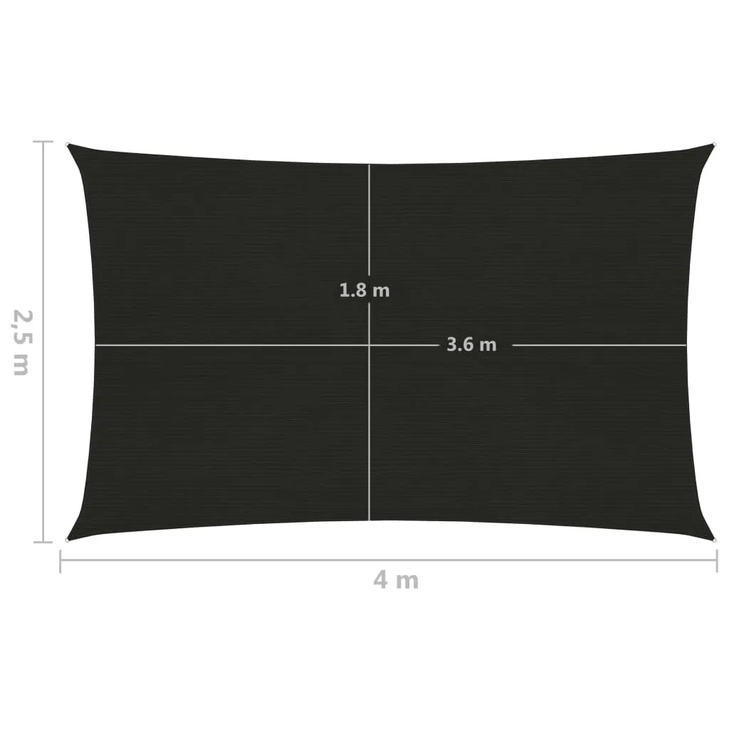 Sunshade Sail 160 g/m² Black 2.5x4 m HDPE