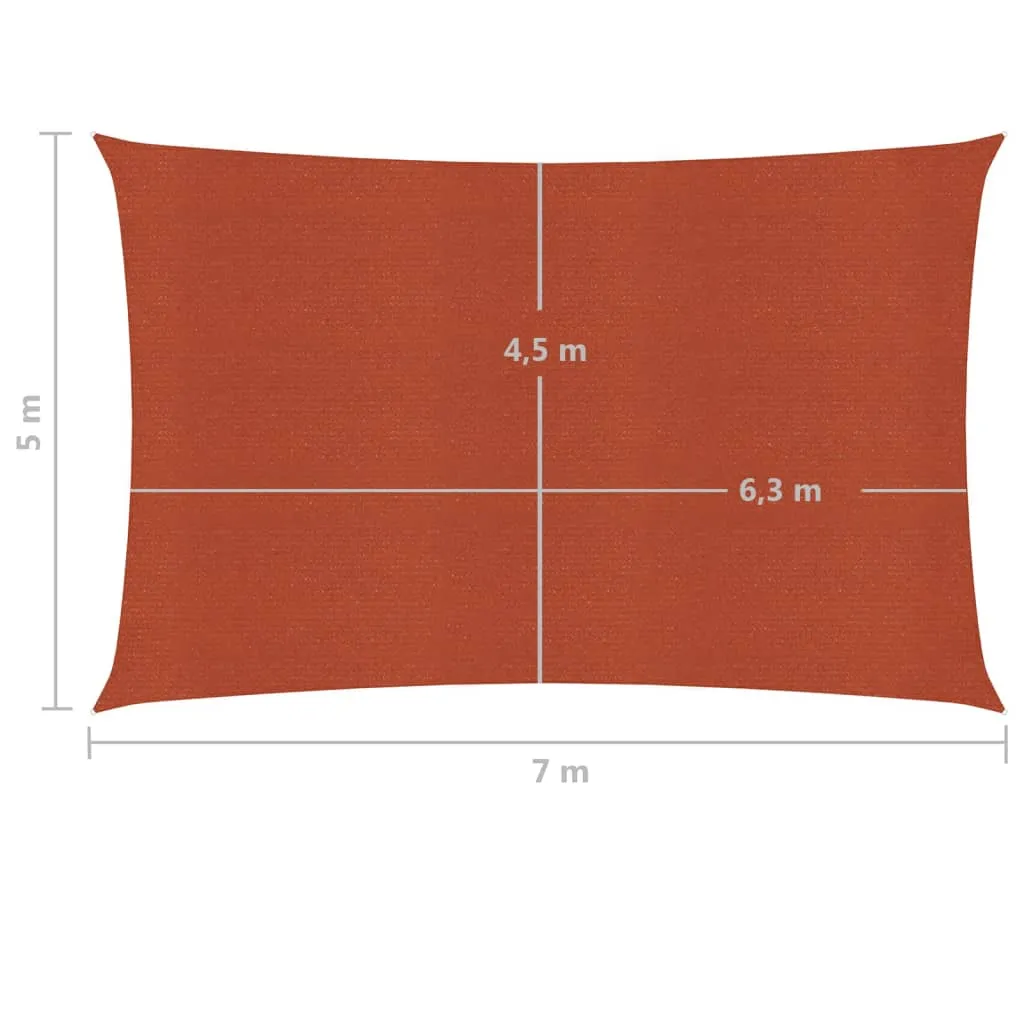 Sunshade Sail 160 g/m² Terracotta 5x7 m HDPE