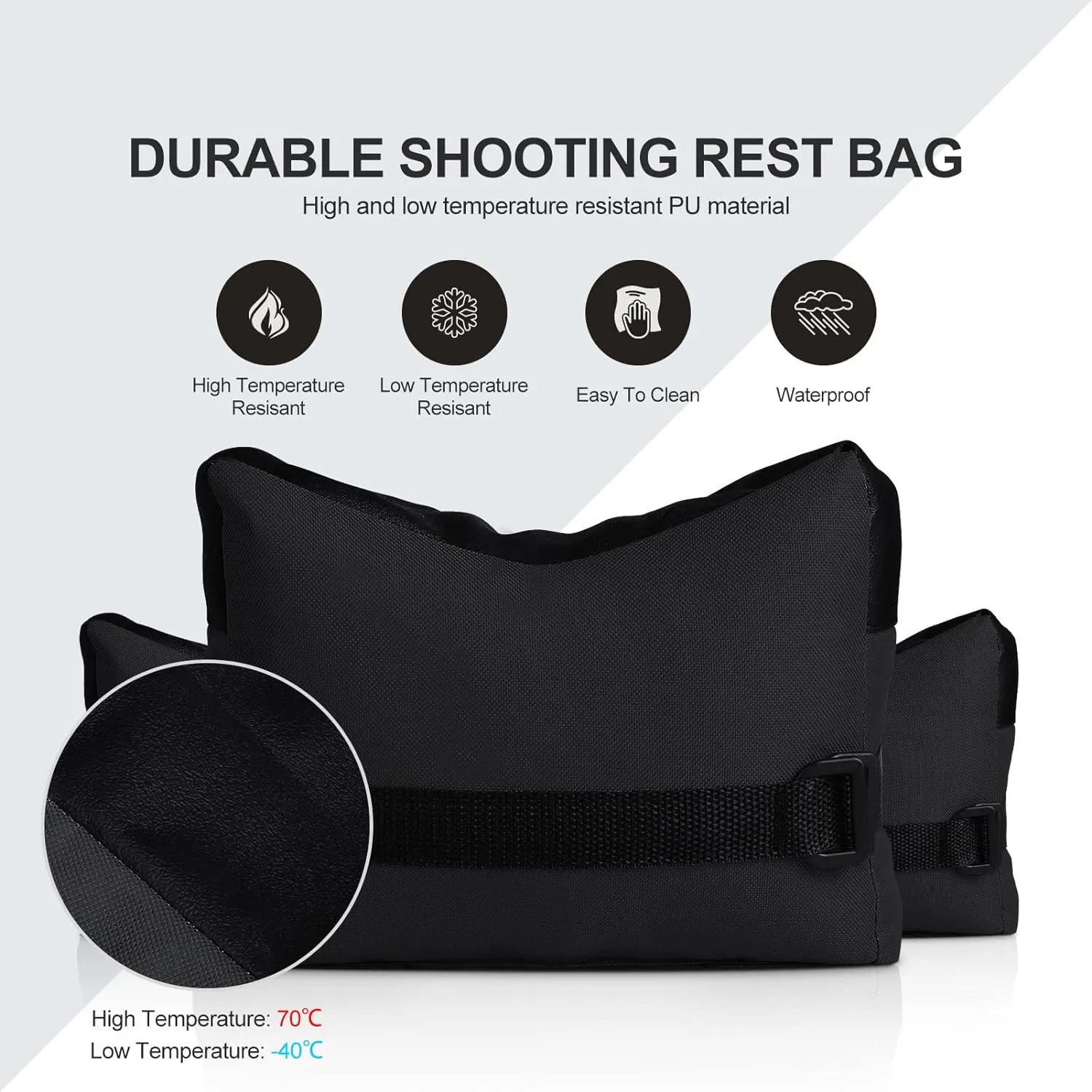 Twod Outdoor Shooting Rest Bags - Target Sports Bench Rest with Front & Rear Support SandBag Stand Holders for Gun Rifle Shooting Hunting Photography - Unfilled