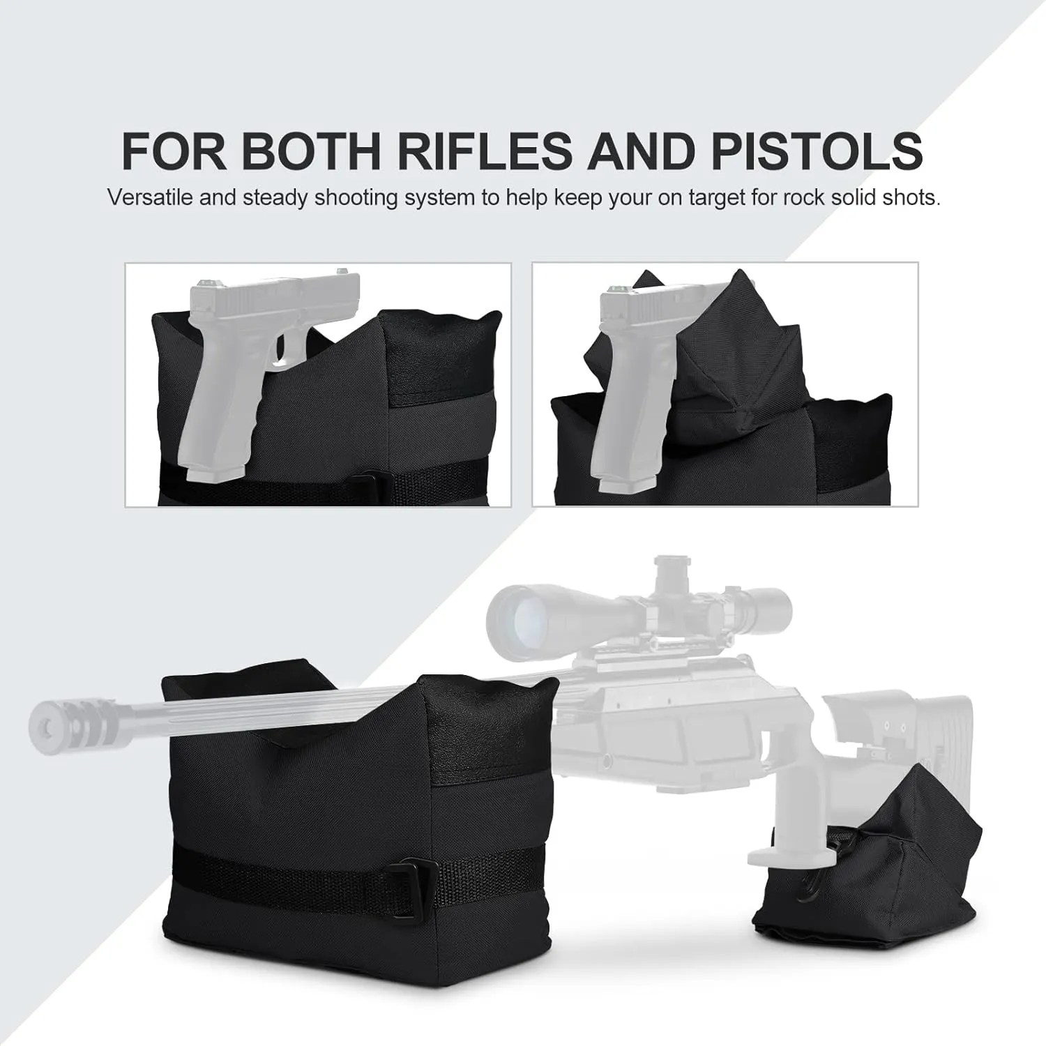 Twod Outdoor Shooting Rest Bags - Target Sports Bench Rest with Front & Rear Support SandBag Stand Holders for Gun Rifle Shooting Hunting Photography - Unfilled