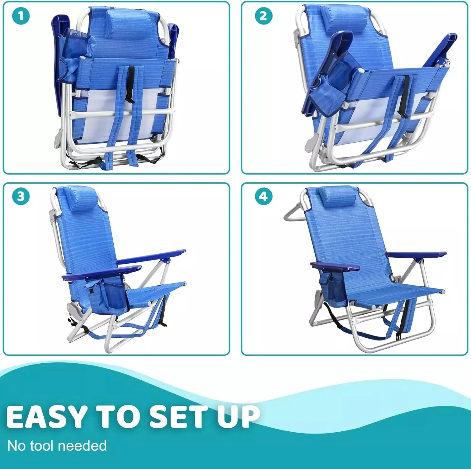 VITESSE Backpack Beach Chairs for Adults,Camping Chairs with Headrest