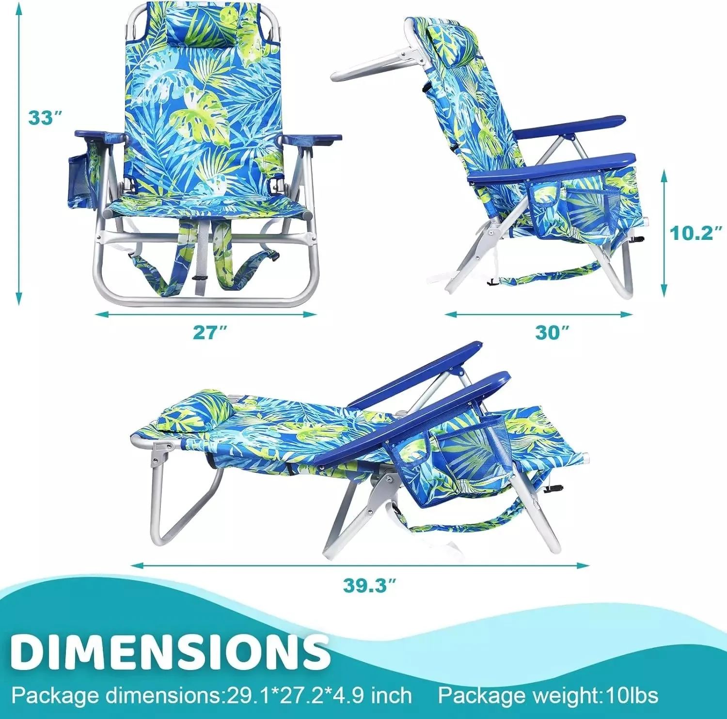 VITESSE Backpack Beach Chairs for Adults,Camping Chairs with Headrest