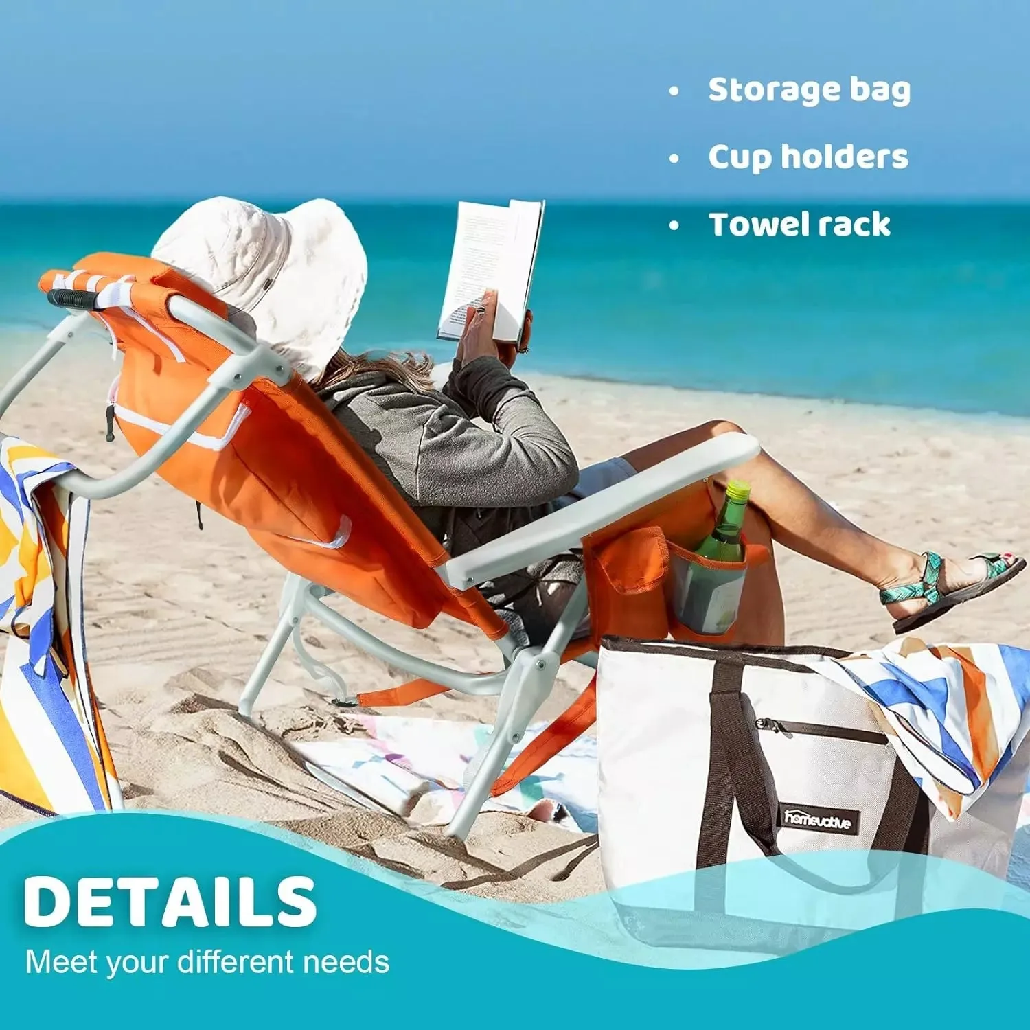 VITESSE Backpack Beach Chairs for Adults,Camping Chairs with Headrest
