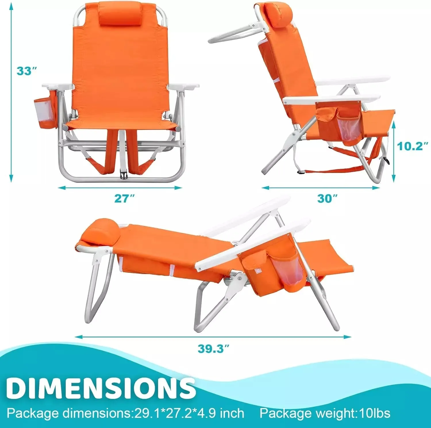 VITESSE Backpack Beach Chairs for Adults,Camping Chairs with Headrest