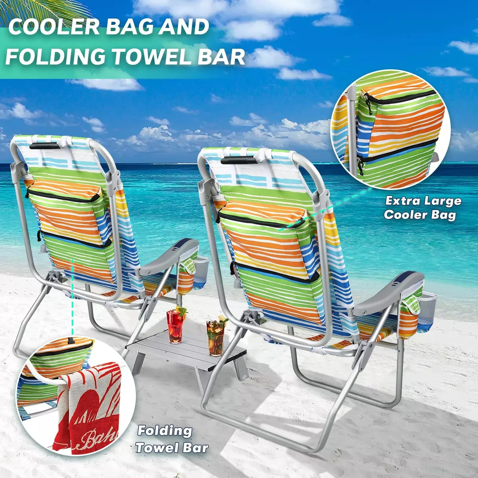VITESSE Backpack Beach Chairs for Adults,Camping Chairs with Headrest