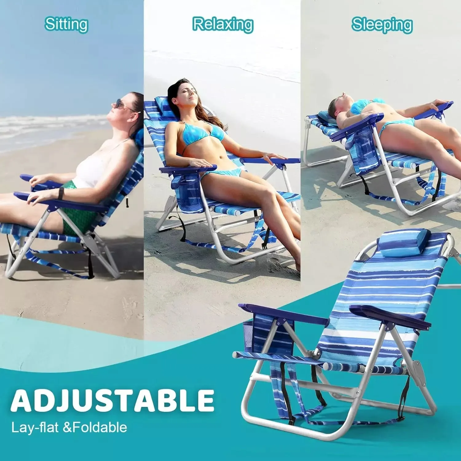 VITESSE Backpack Beach Chairs for Adults,Camping Chairs with Headrest