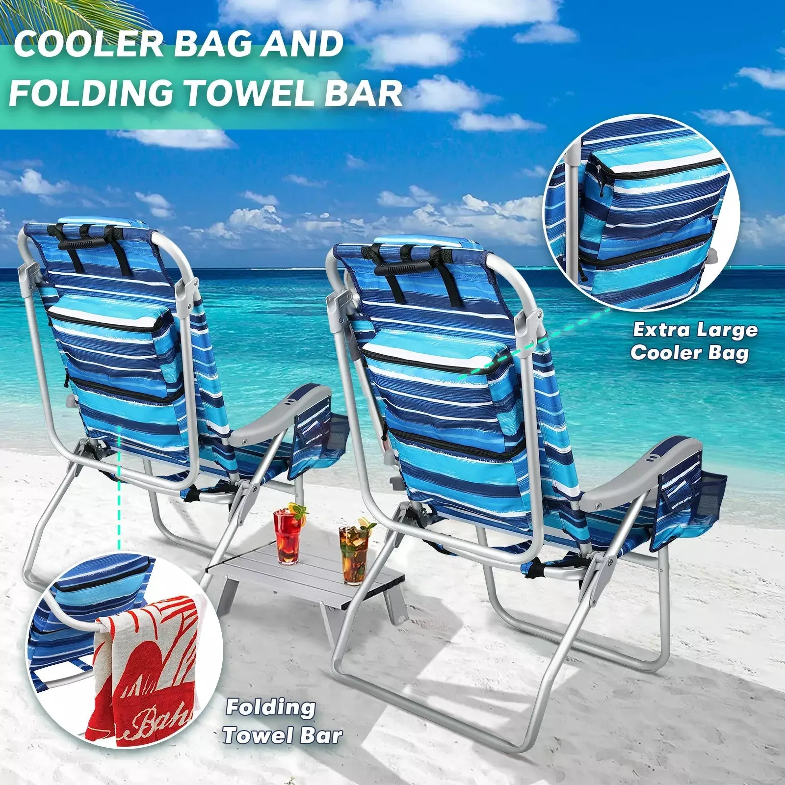 VITESSE Backpack Beach Chairs for Adults,Camping Chairs with Headrest