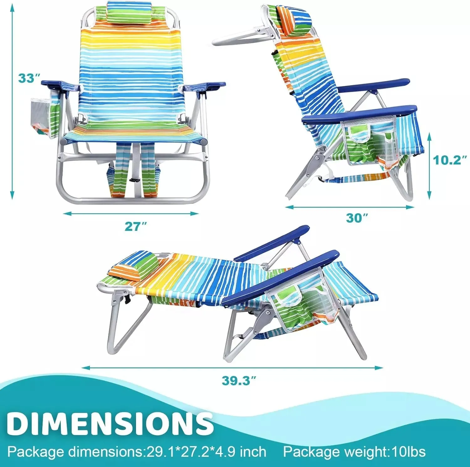 VITESSE Backpack Beach Chairs for Adults,Camping Chairs with Headrest