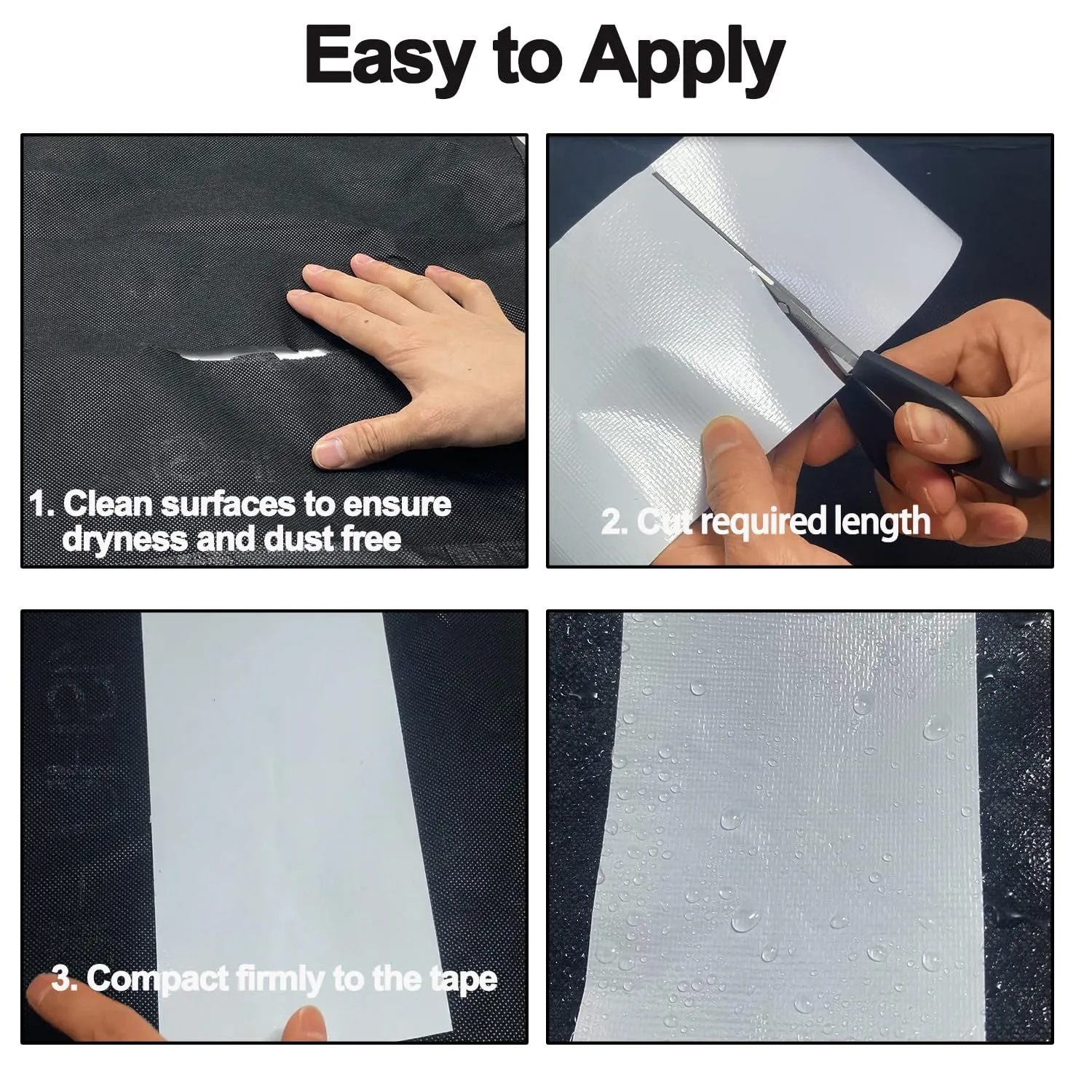 Waterproof Repair Tape for Awning, 4IN x 20FT Outdoor Canvas Tarp Repair Tape, Tent, Boat Covers, Canopy, Sail Tape, Tear Repair Patch Kit, Heavy Duty UVproof, White